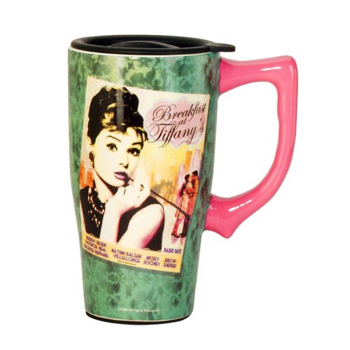 Audrey Hepburn Breakfast at Tiffany's Travel Mug with Handle